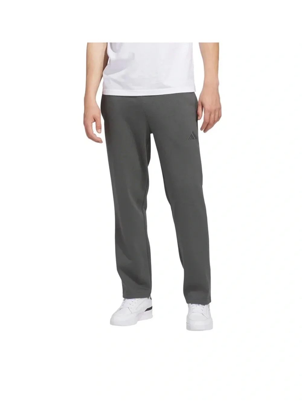 NWT Adidas Men’s Fleece Logo Gray Pull-on Pants Regular Fit with pockets Medium